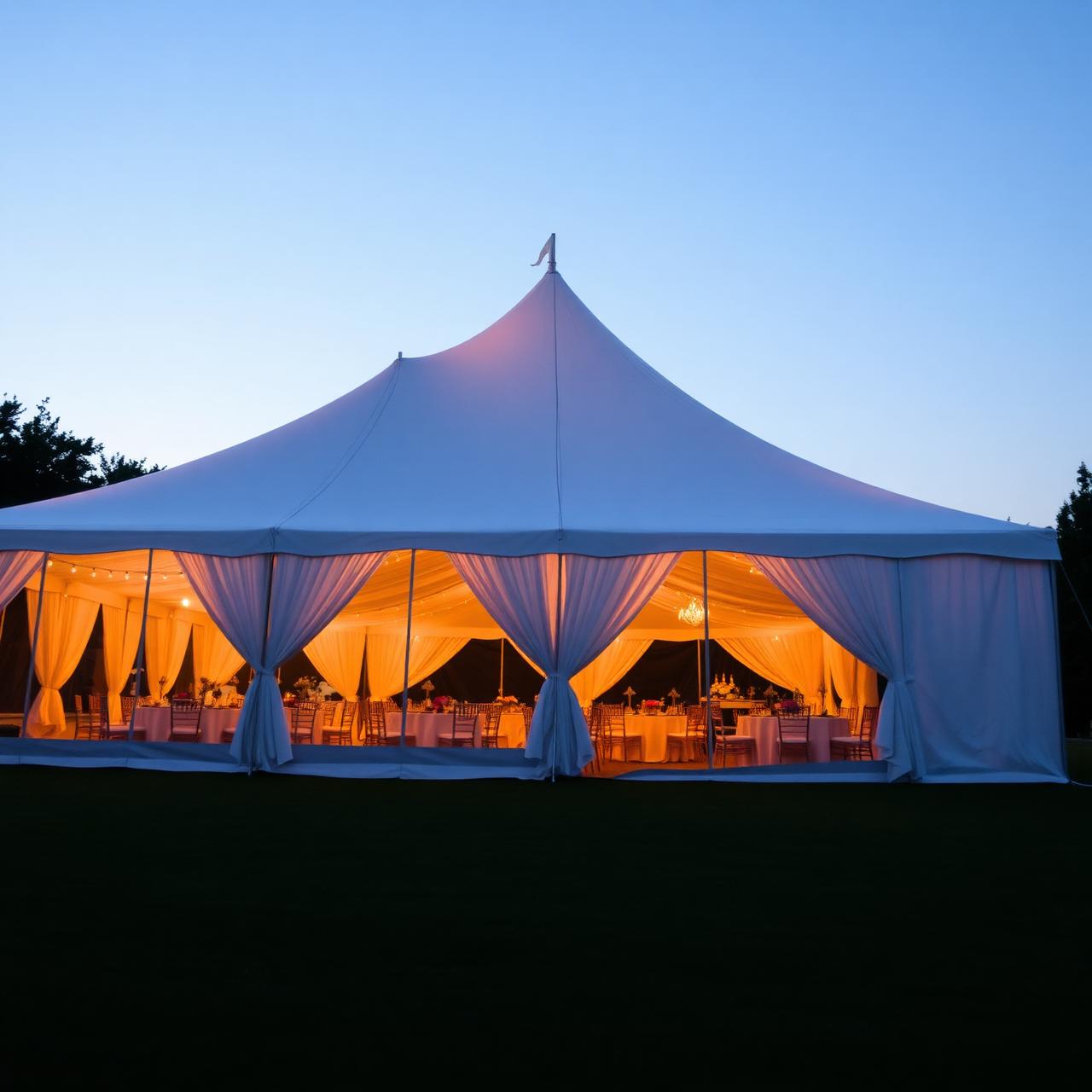 Tents & Canopies — Sailcloth tent at twilight