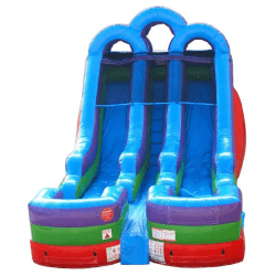 15 foot double lane inflatable water slide rainbow1 1709014776 16' Retro Rainbow Double Bay Inflatable Water Slide