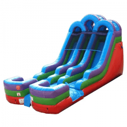 15 foot double lane inflatable water slide rainbow4 1709014776 16' Retro Rainbow Double Bay Inflatable Water Slide