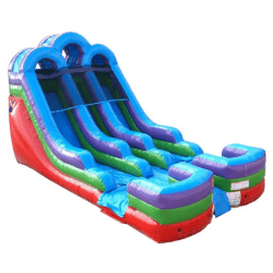 15 foot double lane inflatable water slide rainbow5 1709014777 16' Retro Rainbow Double Bay Inflatable Water Slide